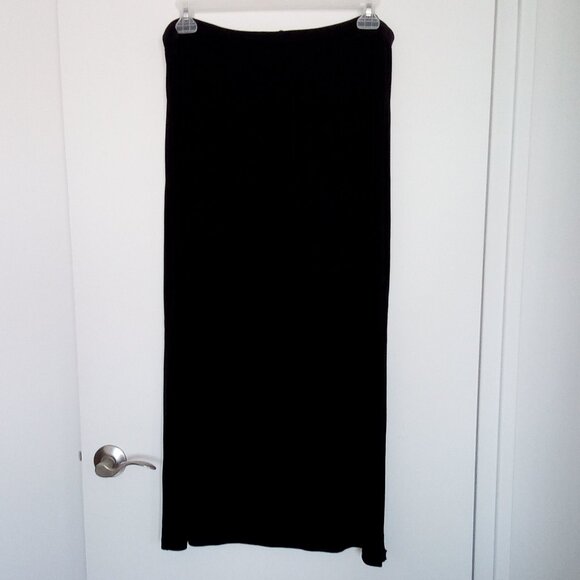 VINTAGE 90s Black Stretch Knit Maxi Skirt Plus Size 2X - Picture 1 of 2